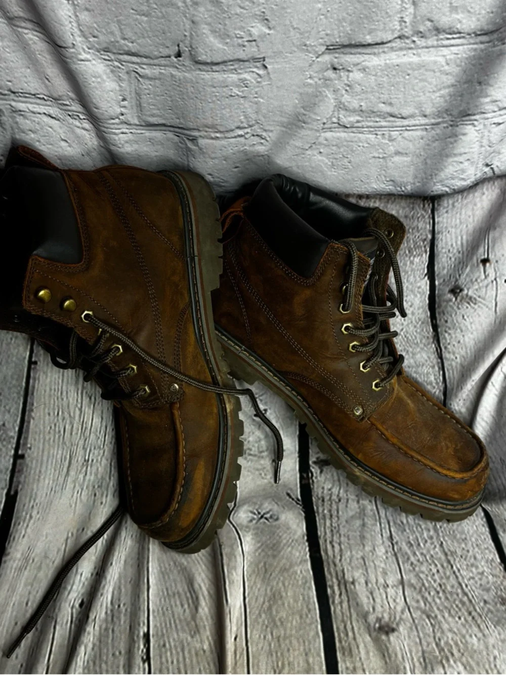 Skechers‎ Bruiser 6643 Men’s Brown Leather Lace Up Lug Sole Boots Size 12 GUC